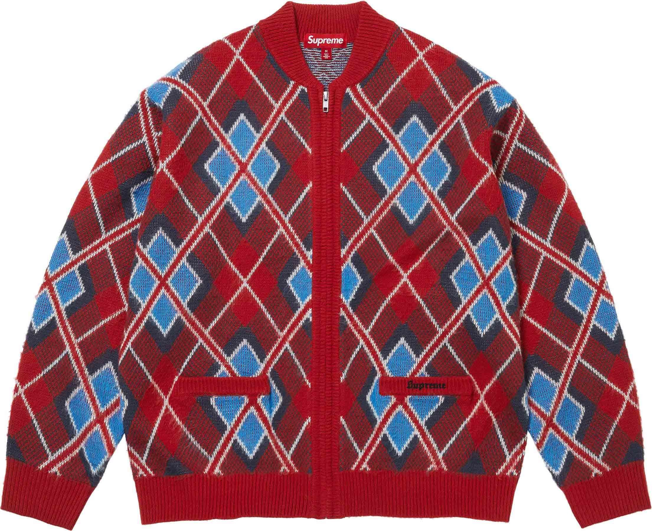 Brushed Argyle Zip Up Cardigan view 2
